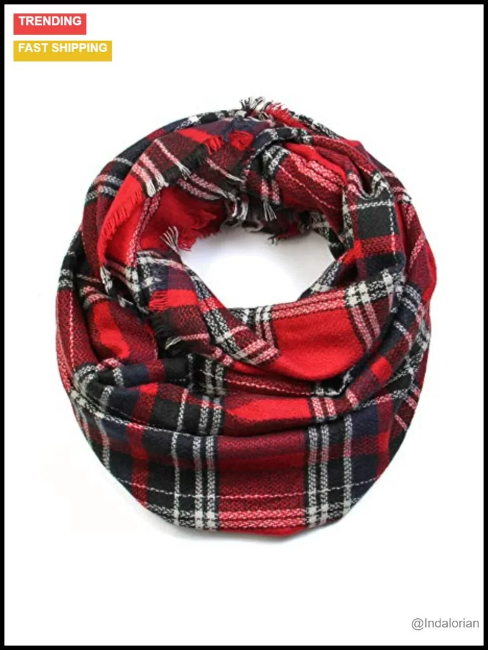 Blanket Infinity Scarf Woven Acrylic Frayed Edge Winter Wrap Large Warm